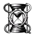 hour glass with handcuffs and jail bars forming the shape tattoo design idea