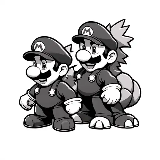 mario, luigi, and bowser matching tattos for brothers tattoo design idea