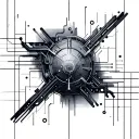 cybernetics cyberpunk circuit. lines and shapes.  tattoo design idea