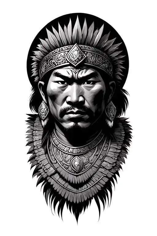 the filipino warrior Lapu Lapu with shaded background tattoo design idea