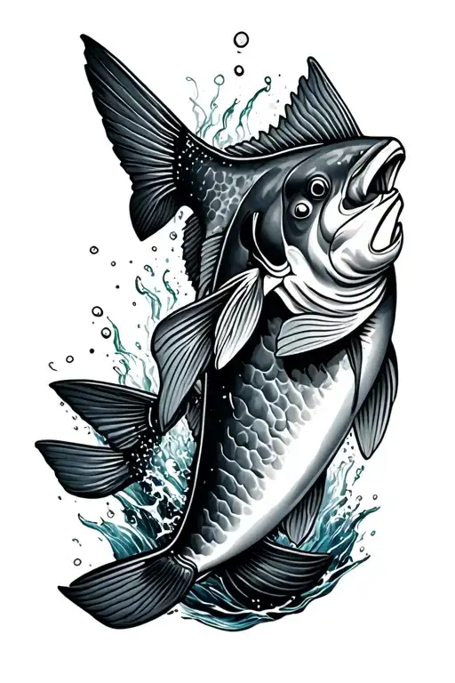 salmon jumping tattoo design idea
