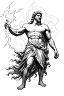 Zeus holding a lightning bolt tattoo design idea