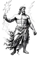Zeus holding a lightning bolt tattoo design idea