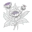 milk thistle intertwined with violet pansy flowers tattoo design idea