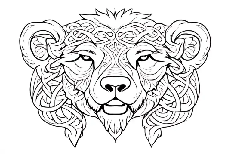 Celtic Bear head tattoo design idea