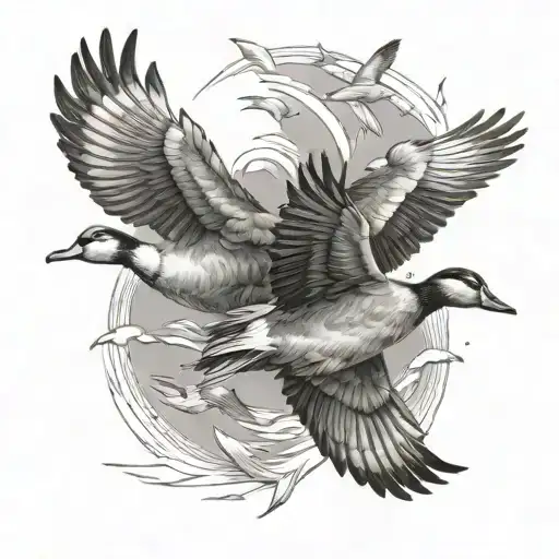 ducks and geese flying tattoo design idea
