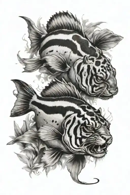 tiger Oscar fish tattoo design idea