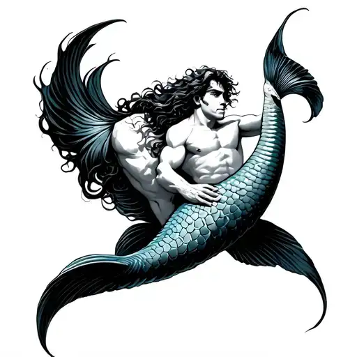 Merman tattoo design idea