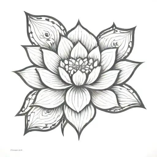 buddhism inspired back tattoo with a lotus flower tattoo design idea
