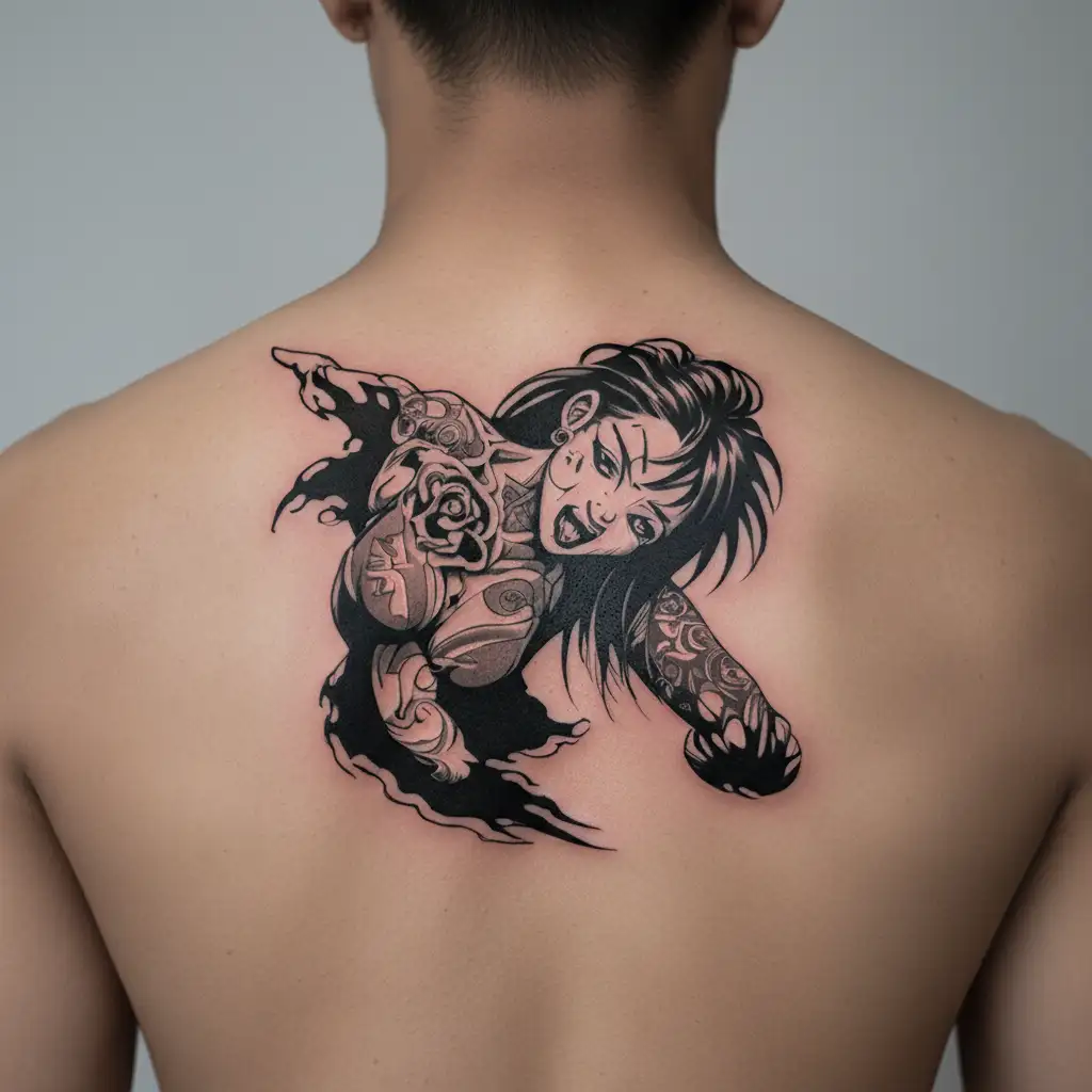 ahegao anime girl tattoo design idea