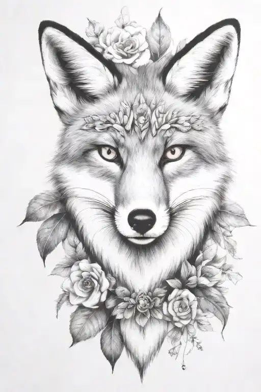 fox with gold eyes tattoo design idea