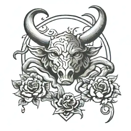 cancer and Taurus signs intertwined tattoo design idea