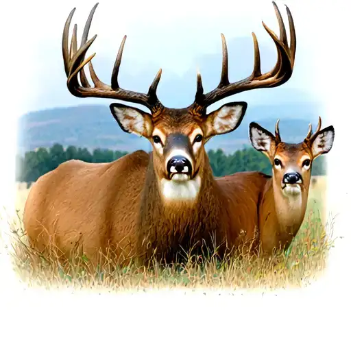 buck in front of doe in Texas hill country tattoo design idea