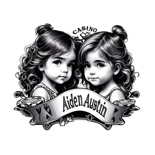 Casino with my kids names Aiden and austin tattoo design idea