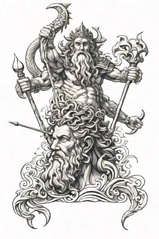 poseidon, ra and noruegans god tattoo design idea