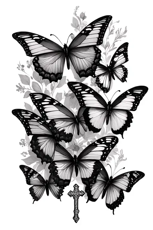 butterflies from pointer finger to wrist . make gothic. add G59 somewhere on it. add a cross and 11:11 tattoo design idea