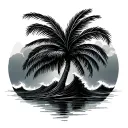 Palm Tree With Wave tattoo design idea