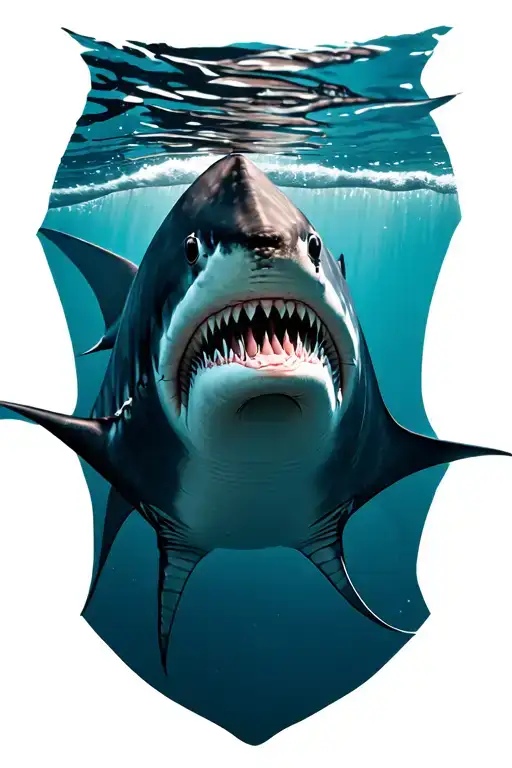 ocean shark manta ray swimming tattoo design idea