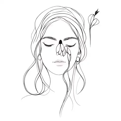 woman with snowdrop face tattoo design idea