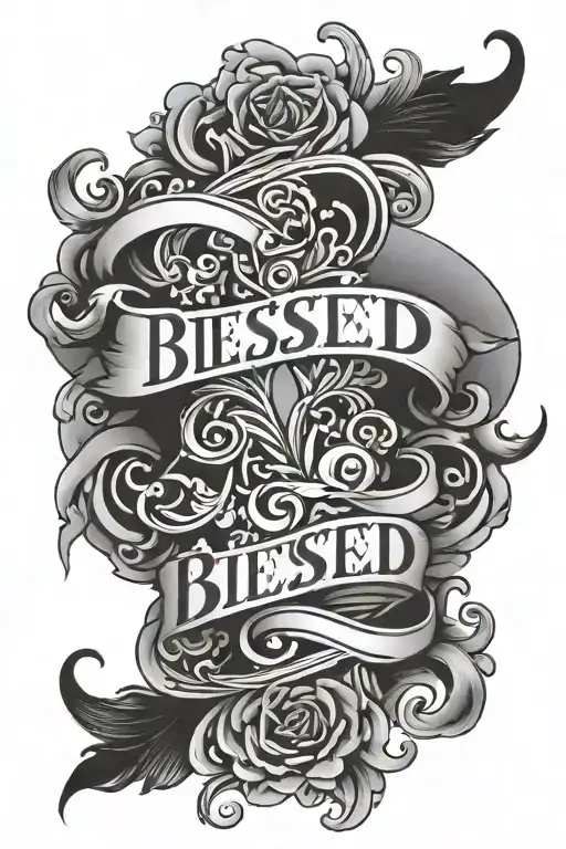 blessed written tattoo design idea