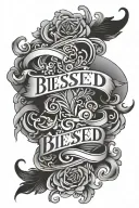 blessed written tattoo design idea