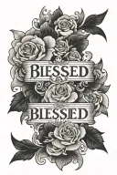blessed written tattoo design idea