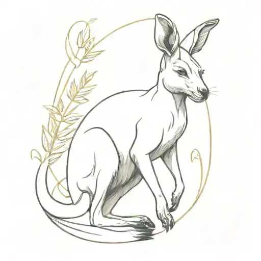 An ambiguous looking image of a kangaroo, Alhambra in Spain, and pineapple blended into one singular tattoo tattoo design idea