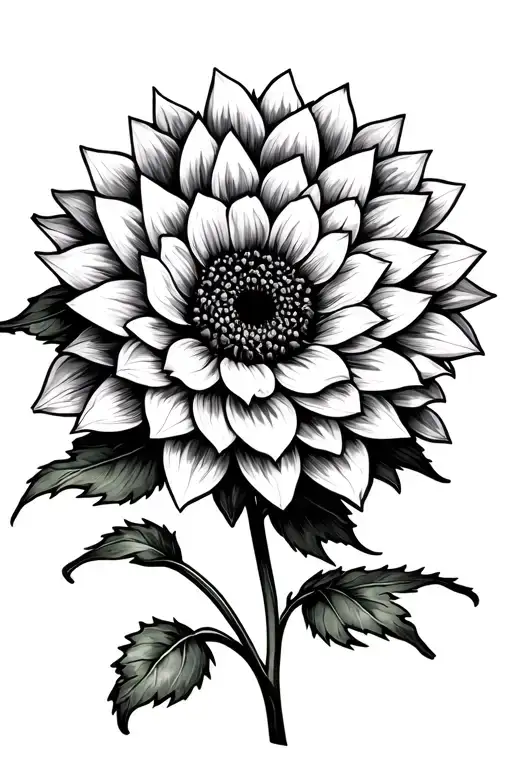dahlia and sunflower tattoo design idea