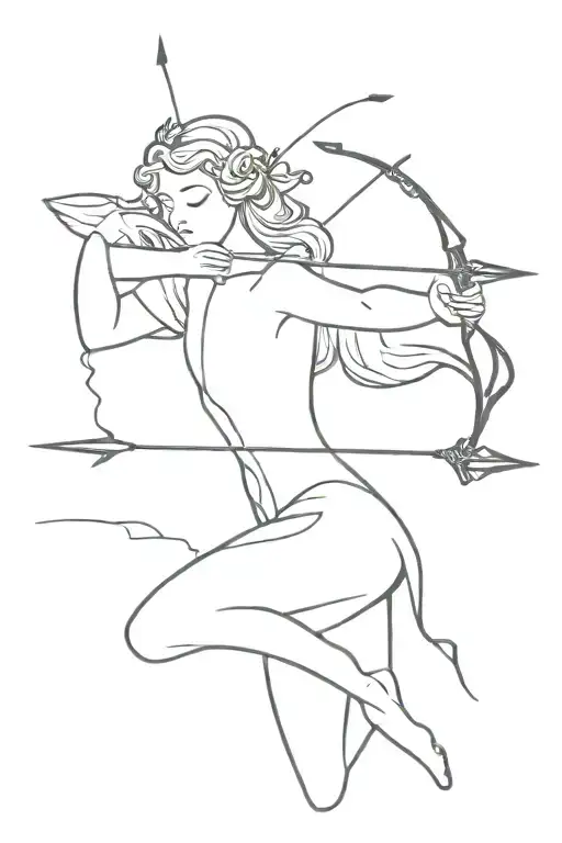 small angel shooting arrow tattoo design idea