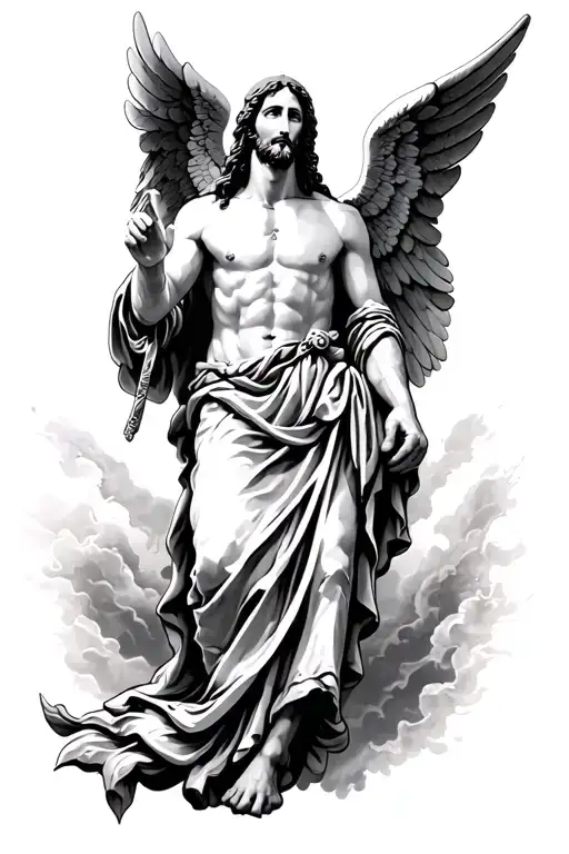 jesus christ, angel michael archangel tattoo design idea