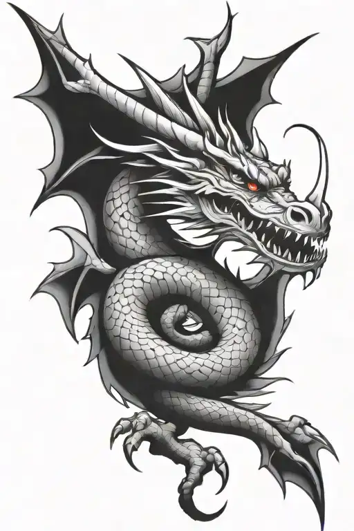 simple american trad DRAGON tattoo design idea