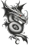 simple american trad DRAGON tattoo design idea