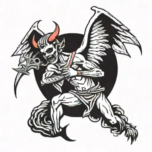 Demon kills angel tattoo design idea