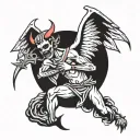 Demon kills angel tattoo design idea