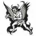 Demon kills angel tattoo design idea