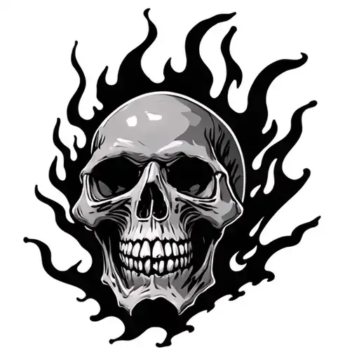 scary skull burning in pain tattoo design idea