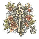 skeleton key tattoo design idea