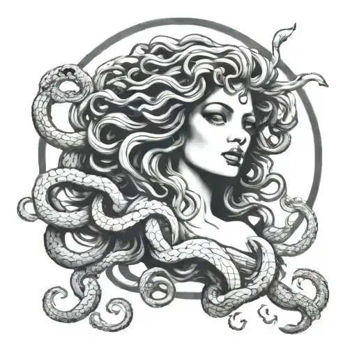 medusa black and white  tattoo design idea
