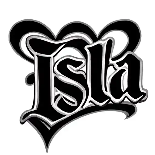 "Isla" name written with heart tattoo design idea