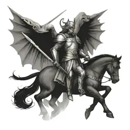 archeangel micheal and st george tattoo design idea