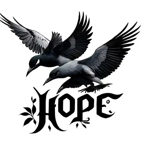 Hope written with some birds or any art or any anime tattoo design idea