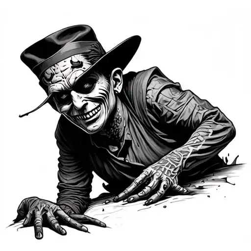 Freddy Krueger tripping on acid tattoo design idea