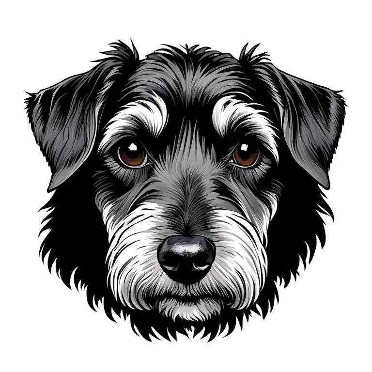 giant schnauzer , miniature schnauzer , Doberman dog head tattoo design idea