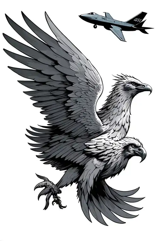 phoenix and aircraft mechanic tattoo design idea