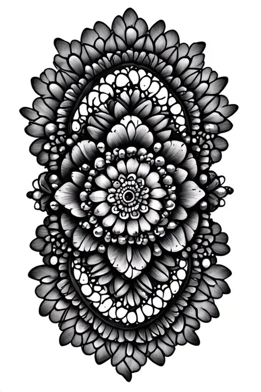mandala lace beads intertwined tattoo design idea