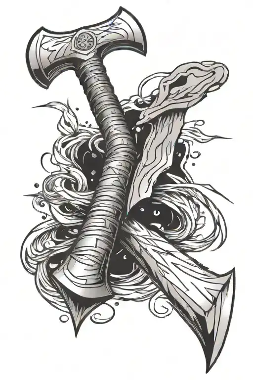 badass minimal axe tattoo design idea
