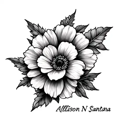 Flower blooming with name tatto Allison N Santana tattoo design idea