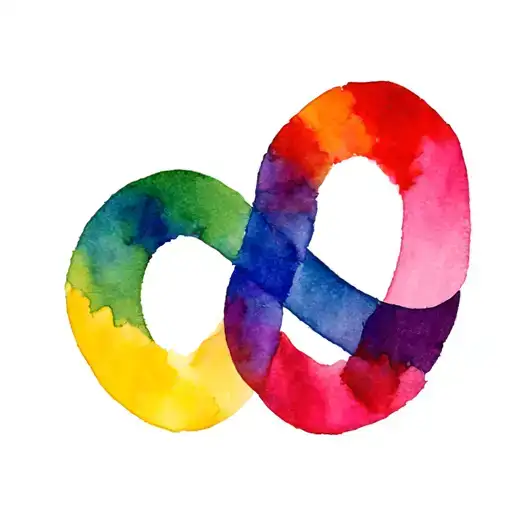 polyamory symbol (heart with infinity symbol) in bisexual flag colours tattoo design idea