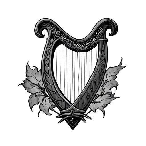 banshee and Irish harp symbol tattoo design idea