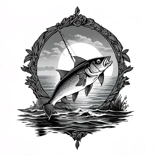 Fishing Memorial tattoo design idea